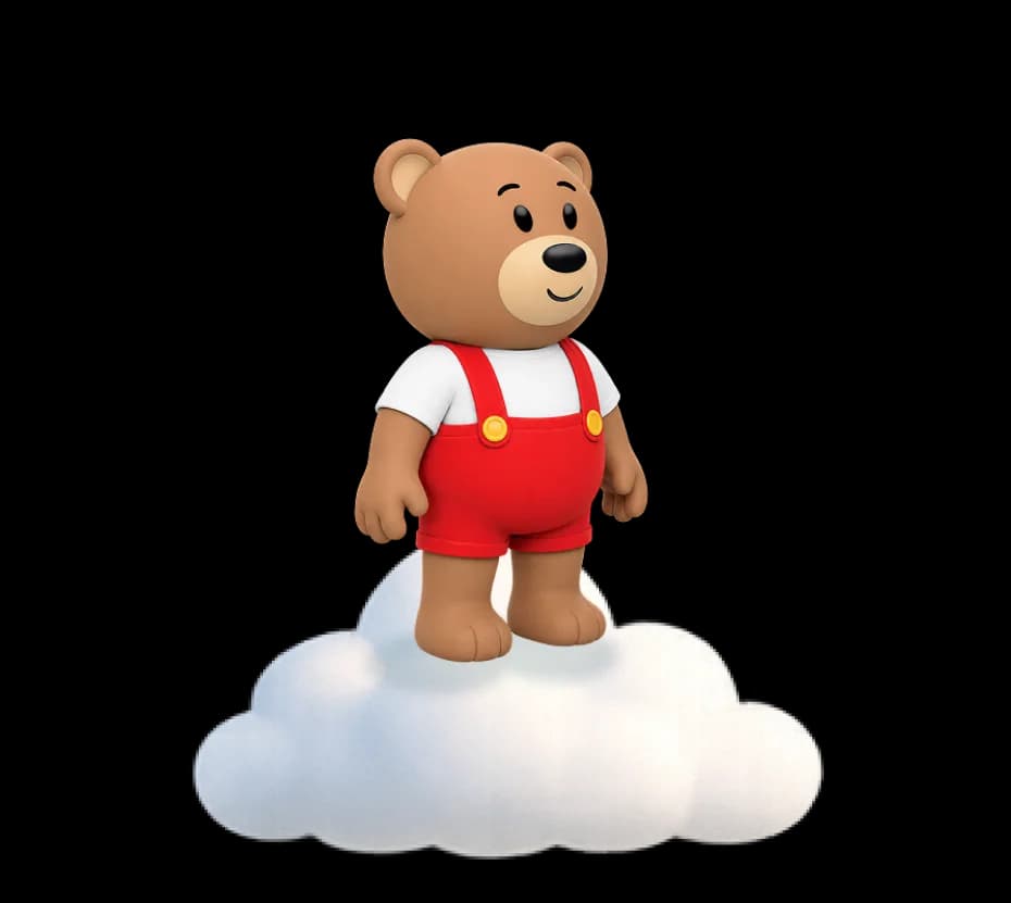 Osito Ro parado sobre nube